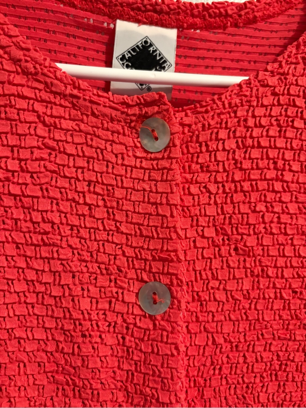 Vintage California Concepts Button-Front Short Sleeve Top Coral Cut Out Retro - Picture 7 of 15